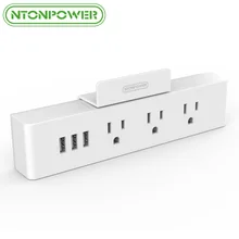 NTONPOWER MNC Wall Mounted USB Power Socket US Standard Electrical Plug 3 AC Outlet 3 USB Smart Charging Ports with Phone Holder