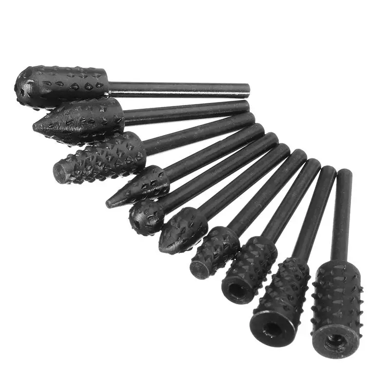 10Pcs 3mm Shank Rotary File Drill Bits Rotary File Cutter Rotary Rasp
