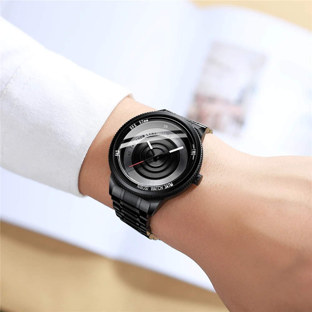2020 NIBOSI Unique Camera Dial Watch Men Top Brand Luxury Sport Quartz Watch Men Waterproof Casual Men Watch Relogio Masculino