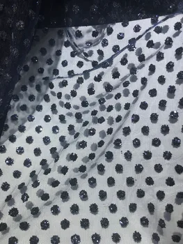 

Newest yaking-12.1110 african tulle mesh fabric sparkly glued glitter sequins lace fabric for party dress