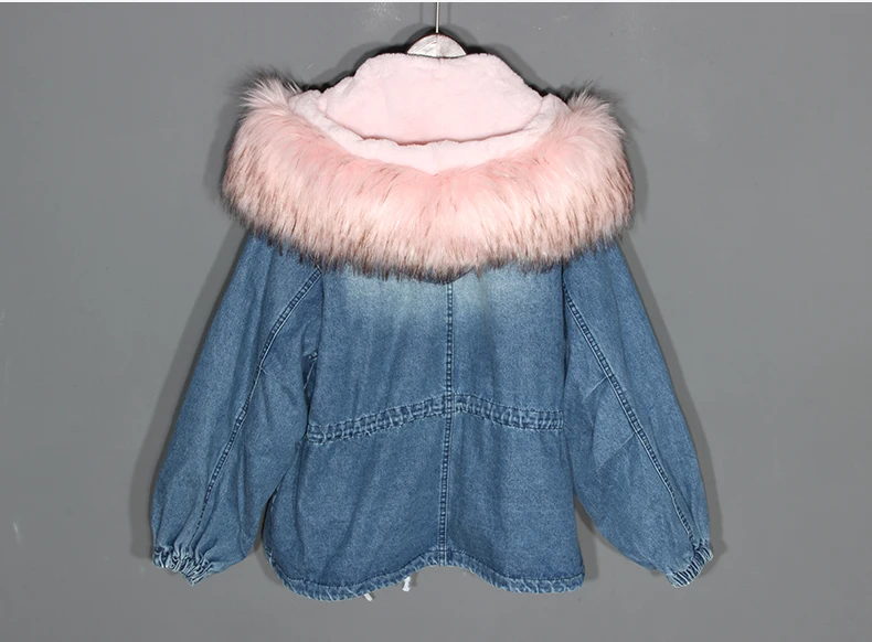 2018 Denim Bouton Revers Unique Tops Blue Épais Polaire Hiver Joker Femmes Automne Casual Lâche Et Vestes Poitrine Manteaux Double fOvrnfSwx