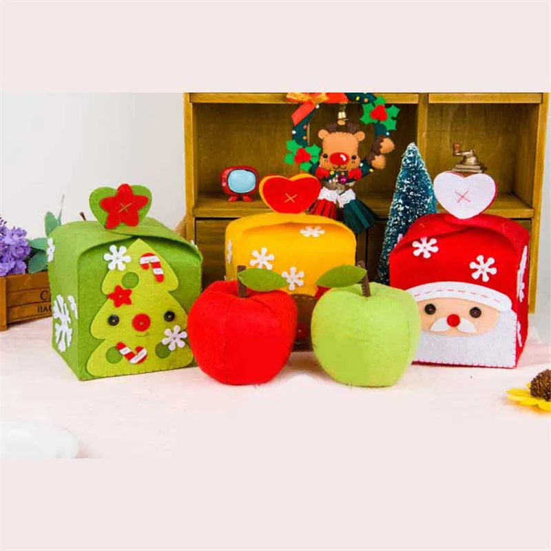 Fashion Folded Colorful Christmas Apple Box Packing Cupcakes Dessert Cookies Candy Gift Festival Present Bag | Дом и сад