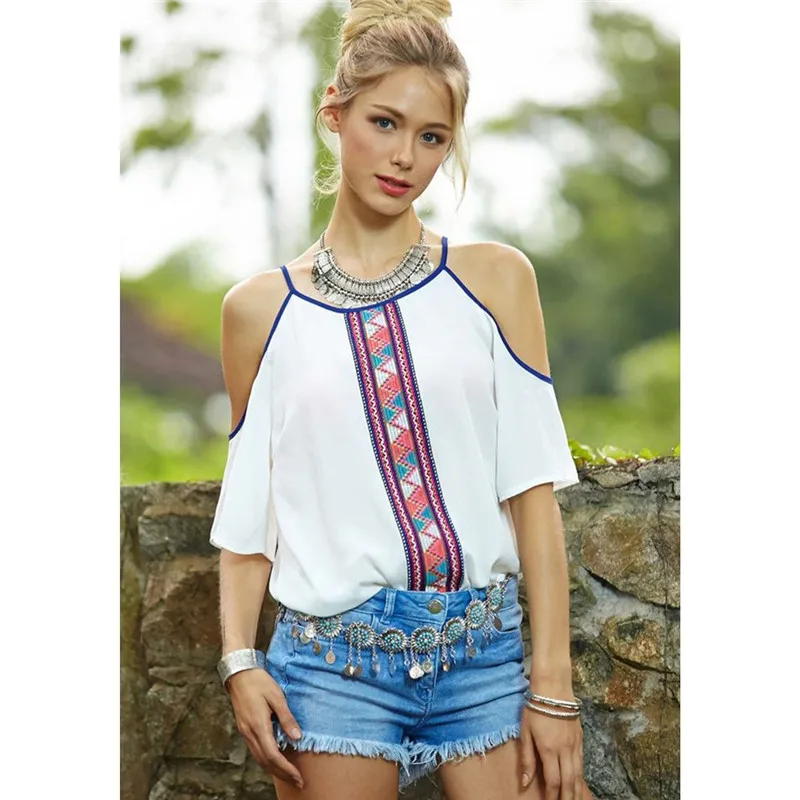 

2019 Summer Women Off Shoulder Blouses Print Floral Chiffon Shirts Casual Strapless 5Xl Blusas Plus Size Top