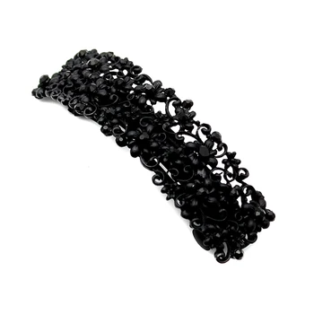 Vintage Retro Luxury Metal Alloy Flower Black Crystal Rhinestone Hair Barrette Clip For Women Girls Hair Jewelry Accessories metal rhinestones hair clip vintage bronze plating butterfly hair claw retro flower hairgrip women hair jewelry