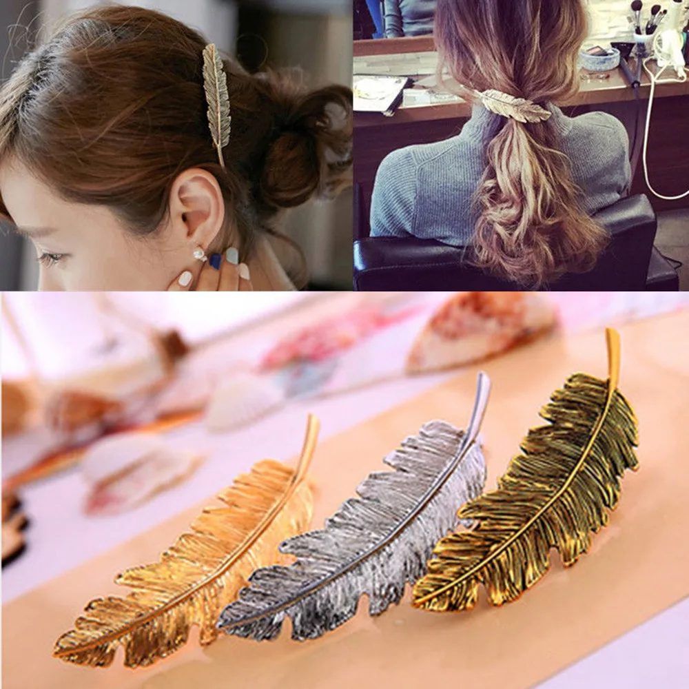 Bobby Pin Gold Headwear Hair Clip Hair Combs Girl Barrettes Leaf Hairpin