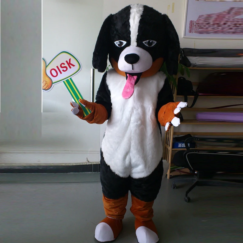 38889 Ohlees Image Réelle Noir Et Blanc Pékinois Chiens Mascotte Costume Adulte Taille Tenue En Peluche Poupée Fantaisie Robe In Costumes Anime