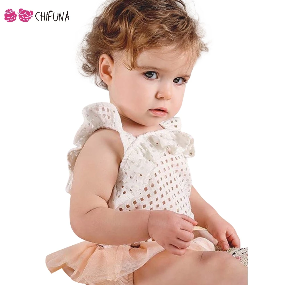Chifuna 2018 New Girls Tops Sleeveless Sling Hollow Ruffle Children