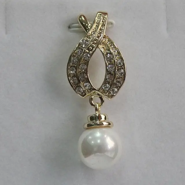 new 18KGP with crystal decorated +12mm white shell pearl pendant | Украшения и аксессуары