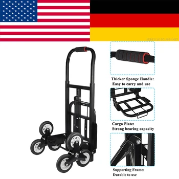 

Stair Climber Hand Truck, SOLID RUBBER TIRES-440LBS Barrow Hand Truck Bracket Roll Cart Trolley bolderkar steekwagen