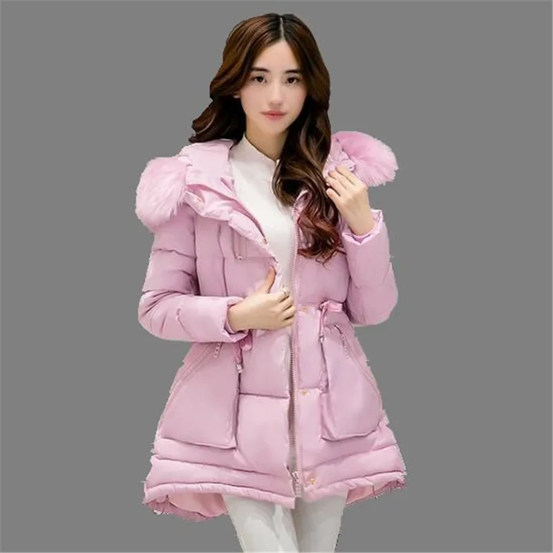 2016 Winter Down Jacket Women Long Coat Parkas Female Warm Padded Cotton Coat Thicken Fur Collar