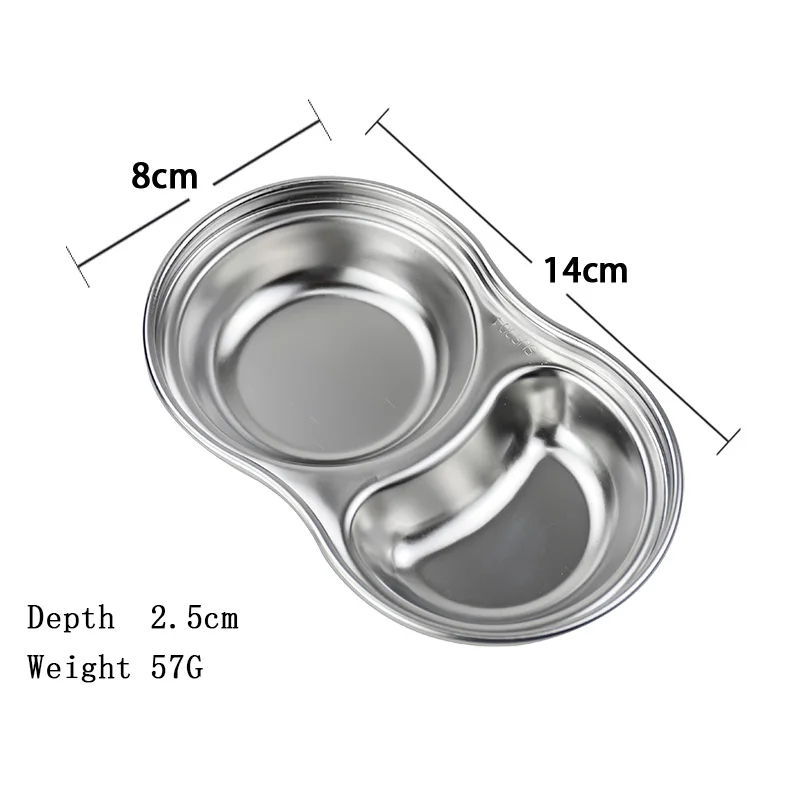 SUS 304 нержавеющая сталь перец жаркое мясо соус блюда миска еда приправа лоток отдельный уксус для суши соевые тарелки Посуда - Цвет: Round 2 frame