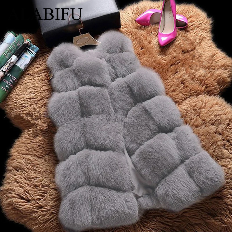 Faux Fur Coat Winter Women 2018 New Fashion Casual Warm Slim Sleeveless Faux Fox Fur Vest Winter Jacket Women casaco feminino