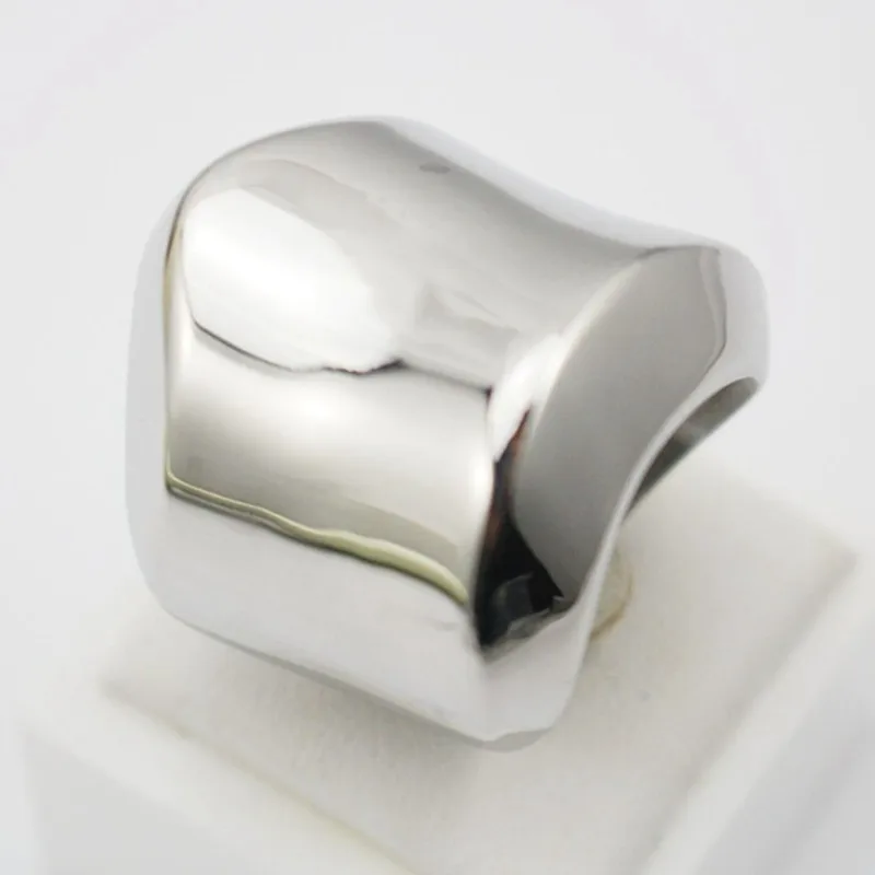 Gold Color 316L Stainless Steel Ring 17mm Square Shape Women Men Ring Can Be Customize Laser text or logo