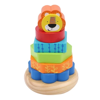 

Children Wooden Toys Multicolor Rainbow Building Blocks Game Funny Cute Animals Stacking Towers Tumble Toy