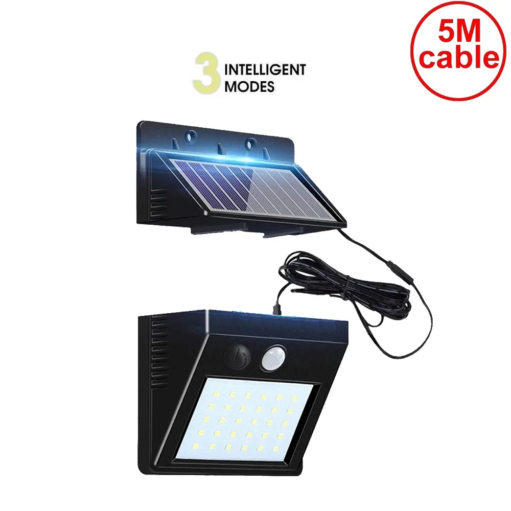 

20/30 leds solar light split panel bulb led lamp waterproof motion 3 modes wall security street deck decor fence lights for home