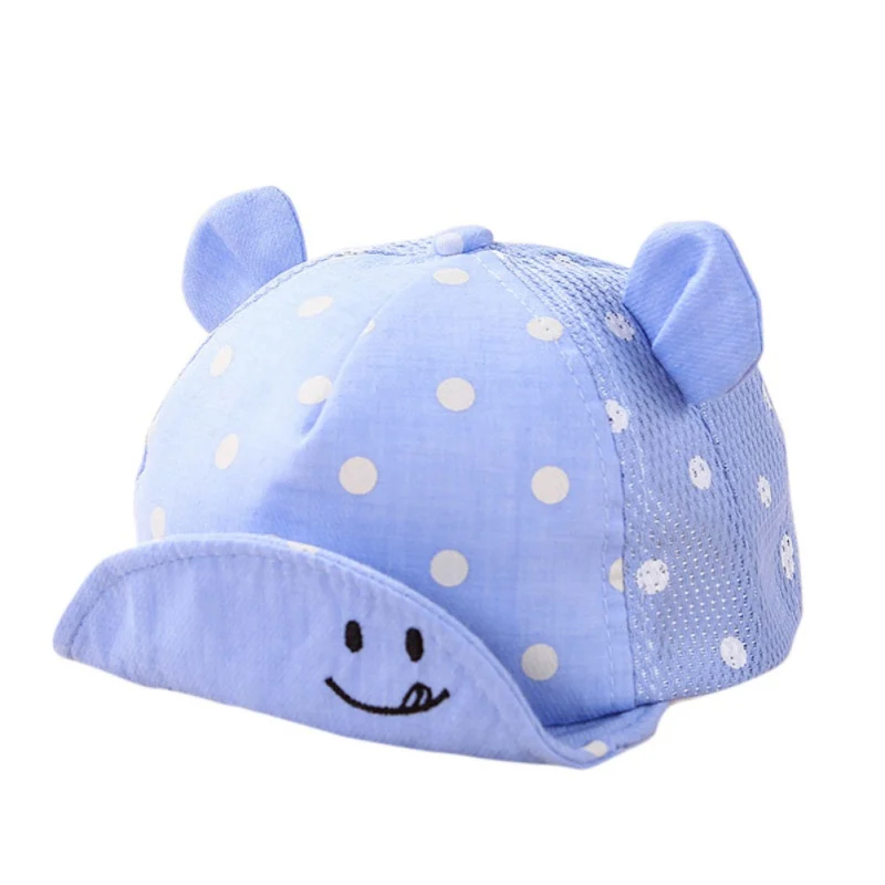 

Kids Newborn Toddler Baby Summer Breathable Caps Girl Boy Snapback Cap Dots Little Ear Hats New Brand