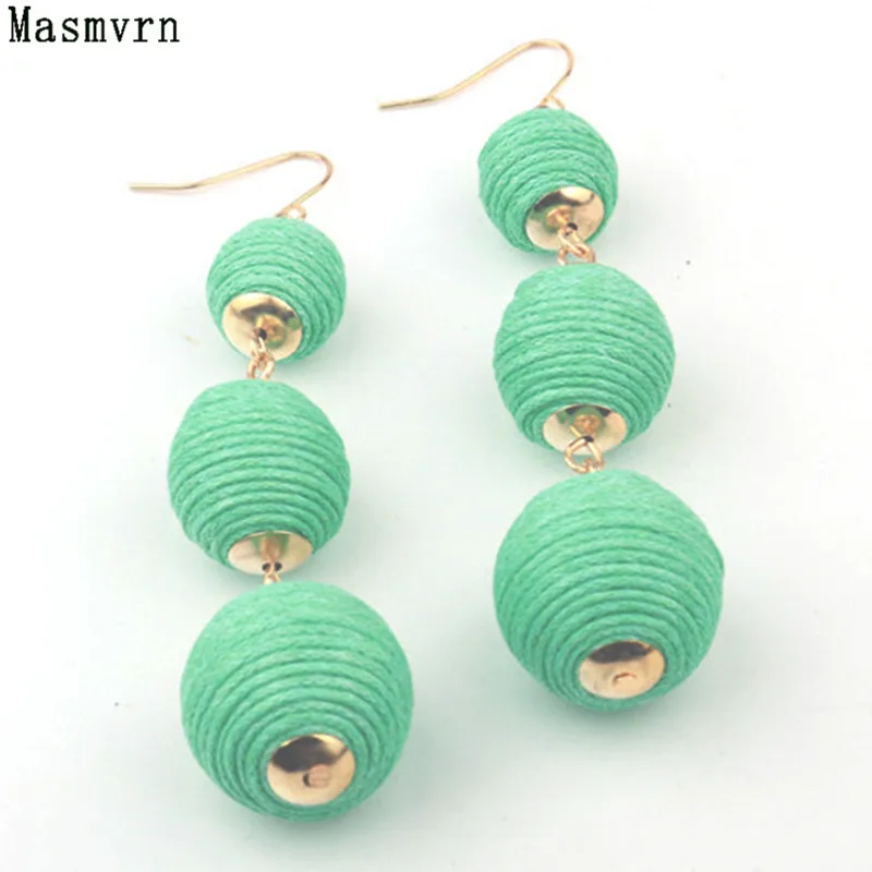 Statement Bon Bon Balls Earrings 3 Thread Wrapped Crispin Thread Ball