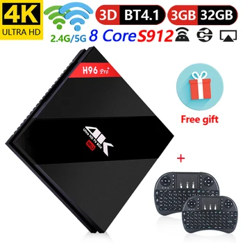 

H96 Pro Plus+ inteligente TV Box Android 7.1 Amlogic S912 Octa Core 3 GB 16 GB 32 GB 2.4G/ 5GHz Wifi BT 1000 M 4 K Set top box