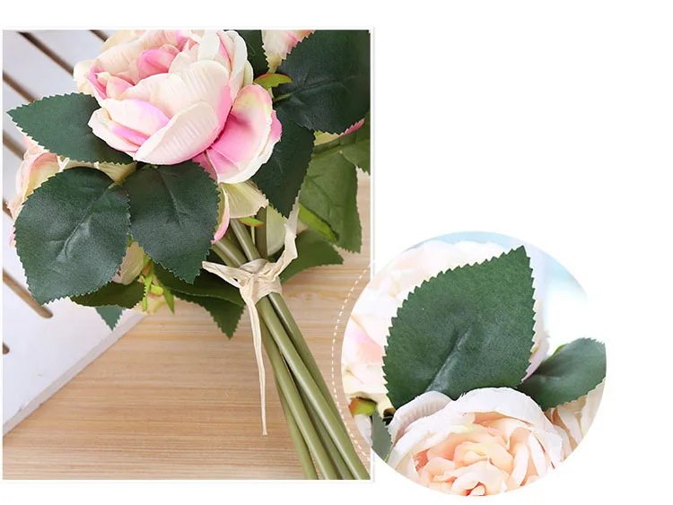 Bridal Bouquet Rose Artificial Flowers Red Pink Hydrangea Home Decoration White Peony Wedding Flower (6)