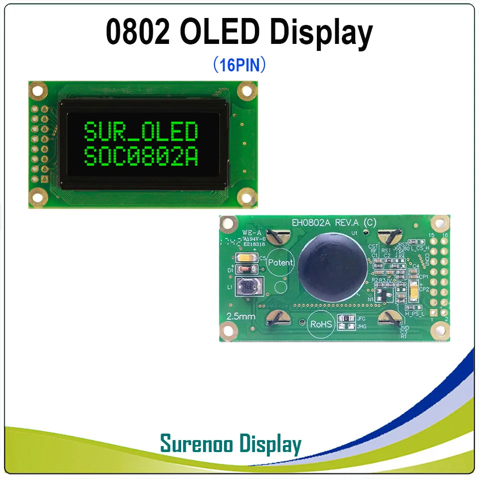 Оригинальный OLED дисплей 0802 параллельный совместимый 802 8*2 символ ЖК модуль LCM