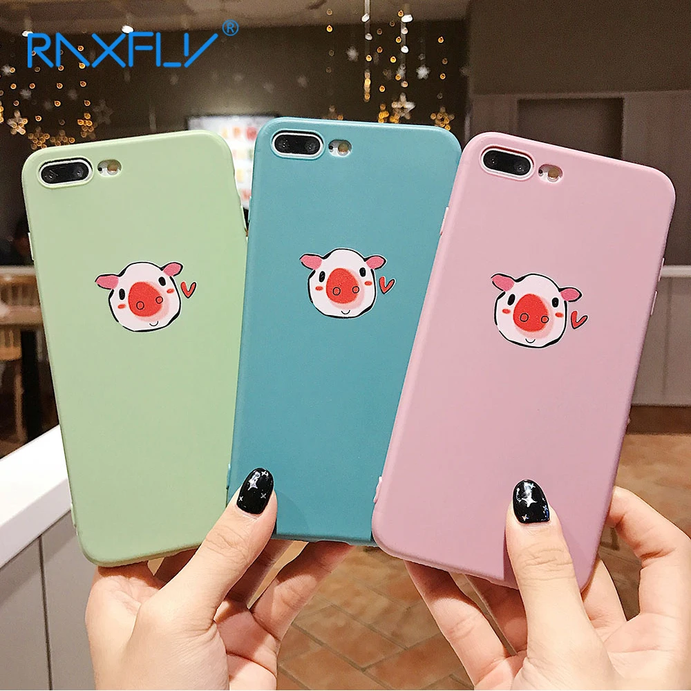 

RAXFLY Cute Pig Case For iPhone Xr X Xs Xs Max Soft Silicone Phone Case For iPhone 7 8 6S Plus Protective Cover Fundas Coque