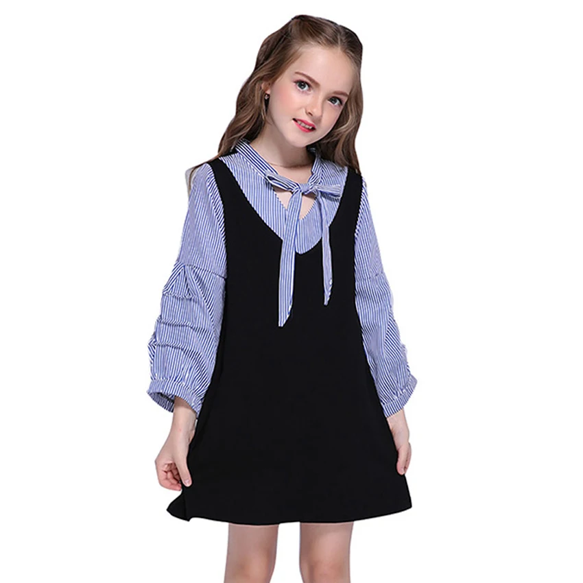 

New Girls Dresses Toddle Striped Long Sleeve Patchwork Dresses for Kids Spring Autumn Clothes Casual Outfits Vestidos