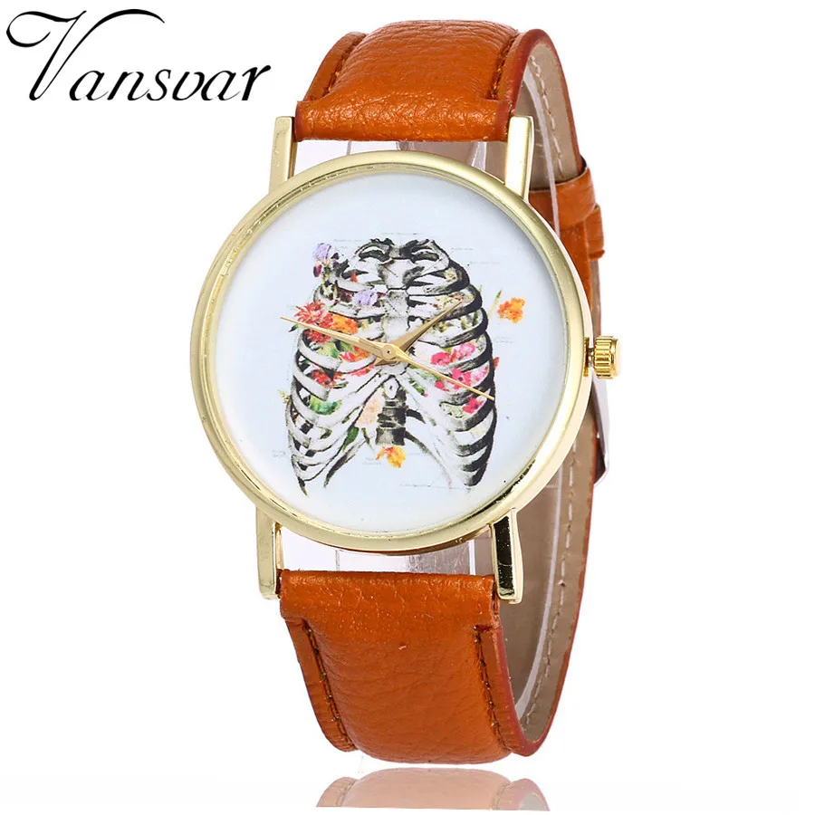 

Vansvar New Fashion Floral Rib Cage Watch Casual Women Dress Wrist Watches Ladies Quartz Watches Relogio Feminino V19