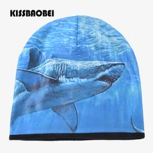 Плюс бархатная теплая зимняя шапочка для мужчин и женщин кепки в стиле хип-хоп уличные лыжные кости Повседневные шапки для мальчиков и девочек 3D животное акула