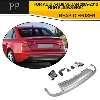 

PP Car Styling Rear Diffuser Bumper Lip With Exhaust Muffler For Audi A4 B8 Sedan 4 Door Non Sline S4 RS4 2009-2012