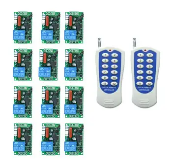 

RF Wireless Remote Control AC 220V 10 A 1 channel 12 * Receiver +1-2* Transmitter Learning code Garage Doors 433mhz