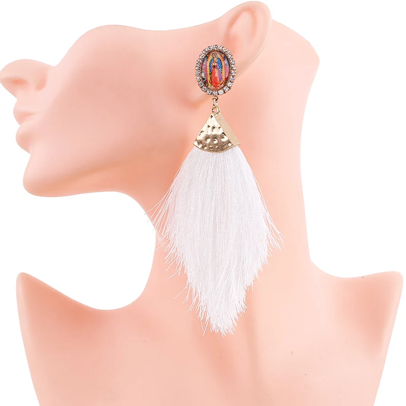 Colorful Beads Tassel Fringe Earrings Long Drop Earrings for Women Lady Party Big Statement Earrings Party Jewelry Gift (12)