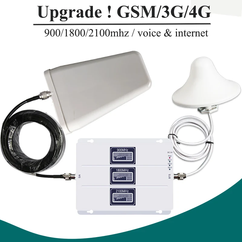 Трехдиапазонный ретранслятор сигнала сотового телефона AGC GSM 900 UMTS 2100 LTE 1800 2G 3G 4G
