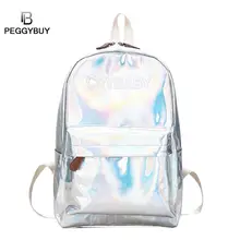 Street Hip Hop Holographic Backpack Women Letters Laser Hologram PU Leather Girls Bag Travel School Backpacks