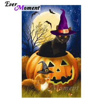

Ever Moment Diamond Painting Cross Stitch Halloween Cat Night Decor Diamond Embroidery Picture Mosaic Rhinestone 5D DIY S2F432