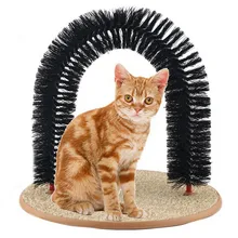 Pet Cat Small Dog Toy Plastic Scratch Arch Self-Groomer and Massager Toys Cat Pet Brush Toy With Tan Color