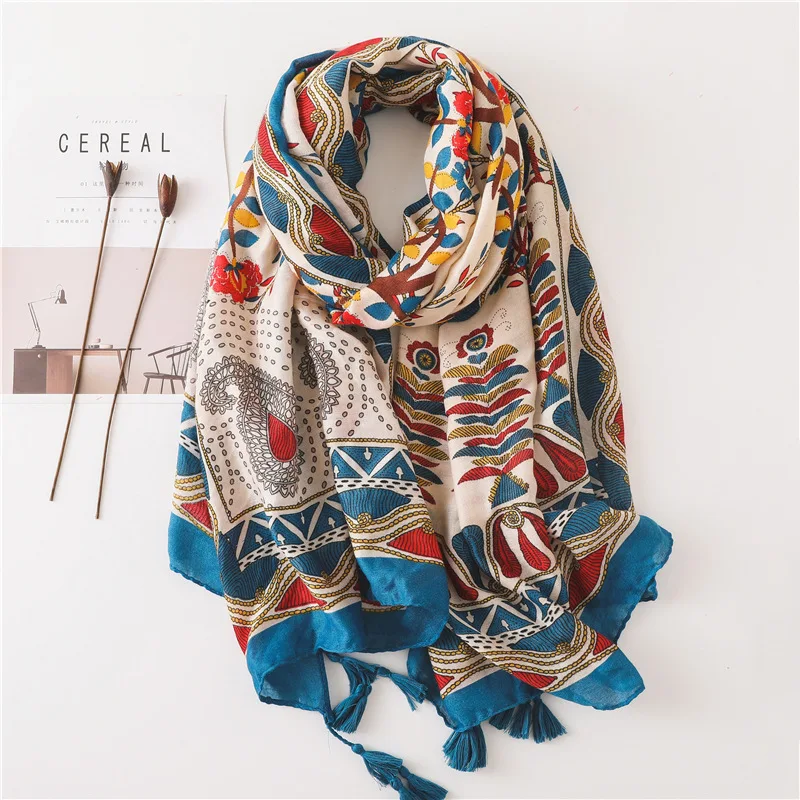 yishine Fashion Summer Seaside Shawls Abstract Pattern Prints Scarf for Women Girl Wraps Scarves Beach Holiday Shawl |