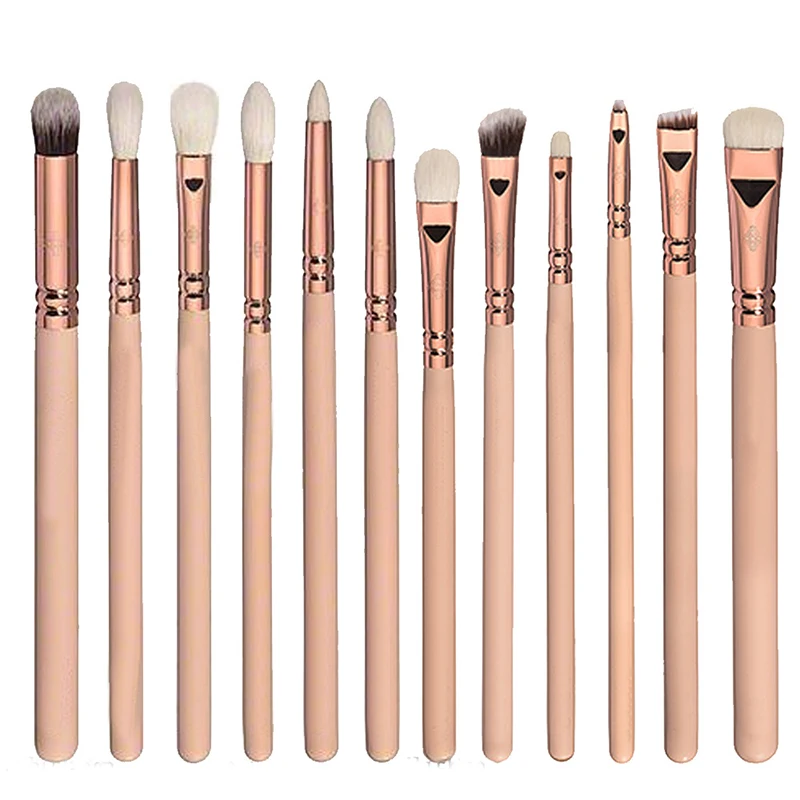 

Pink Eyeshadow Brush Set 12pcs Makeup Brushes for Eye Eyeliner Blend Cosmetics Soft Synthetic Hair Make Up Brush