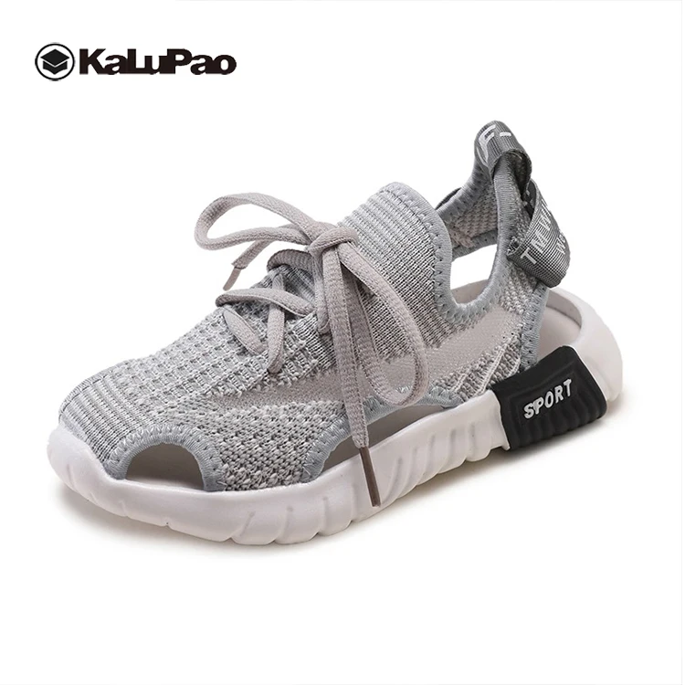 Mesh Casual Shoes Kids Girl Breathable 2019 New Summer Spring Knitted Fly weaving Flats Shoes Lace Up Hollow Kids Sport Sandals
