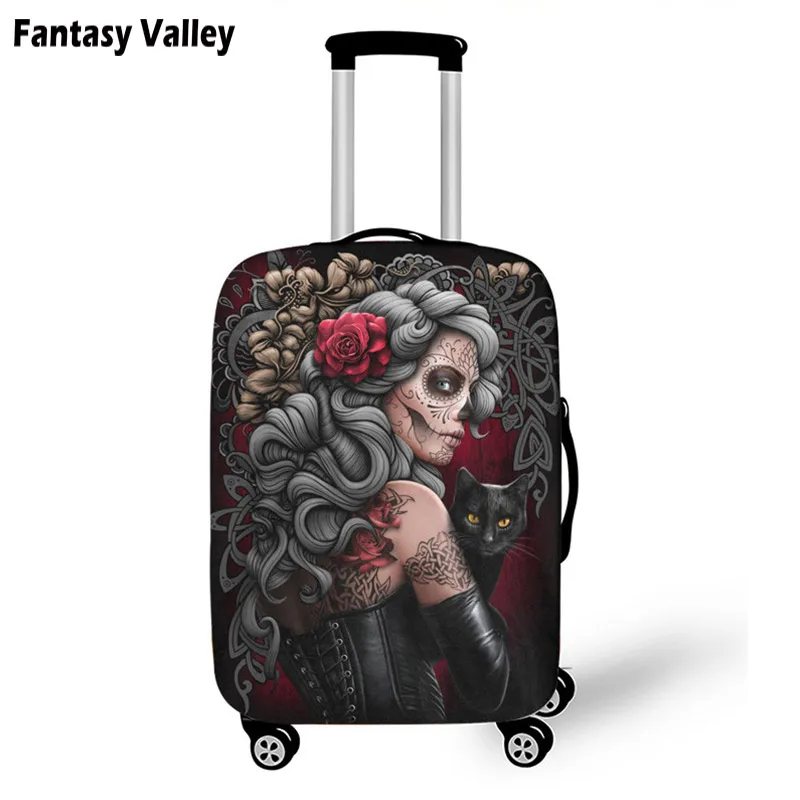 Панк готический женский чехол для чемодана с черепом, аксессуары для путешествий, эластичные Защитные чехлы для багажа, пылезащитный чехол, 18-32 дюймов - Цвет: pxtgothic41