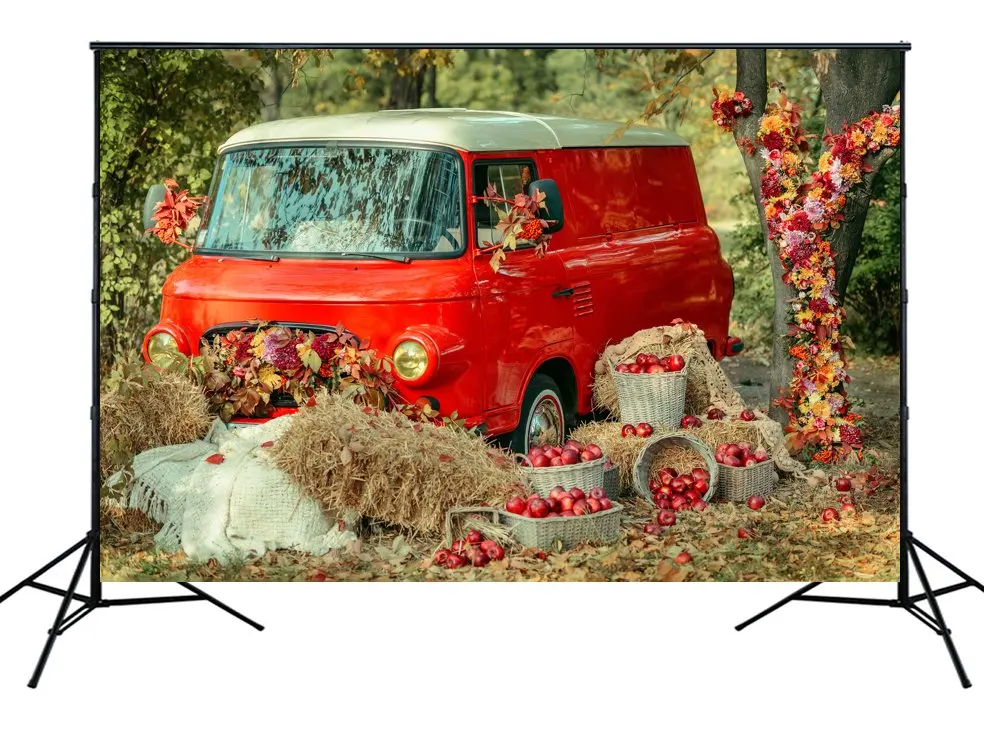 

5X7 футов фон для фотосъемки детей Фон для новорожденных красный автомобиль
