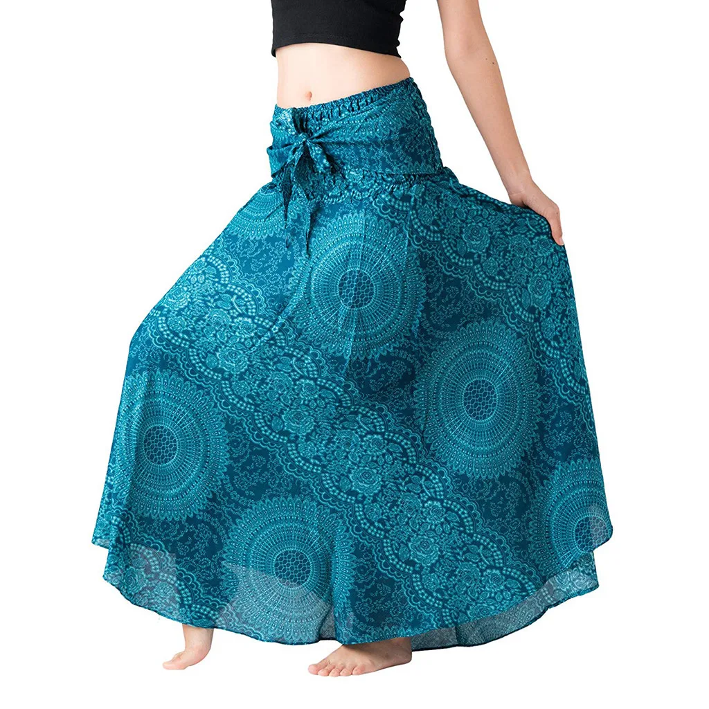 New Design Fashion Women Beach Style print Long Skirt Hippie Bohemian Gypsy Boho Flowers Elastic Waist Floral Halter Skirt