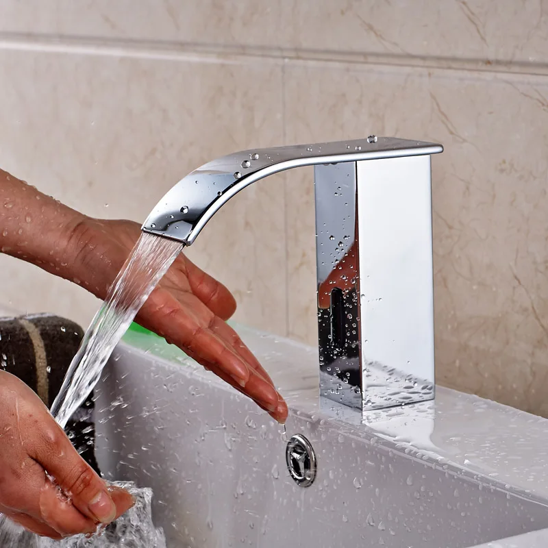Хромированный автоматический ручной смеситель для горячей и холодной воды