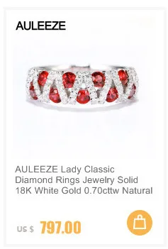AULEEZE, классика, натуральный рубин, бриллиант, обручальное кольцо, 18 К, твердое желтое золото, 0,37 cttw, рубиновое кольцо, браслет для женщин, драгоценный камень, ювелирное изделие