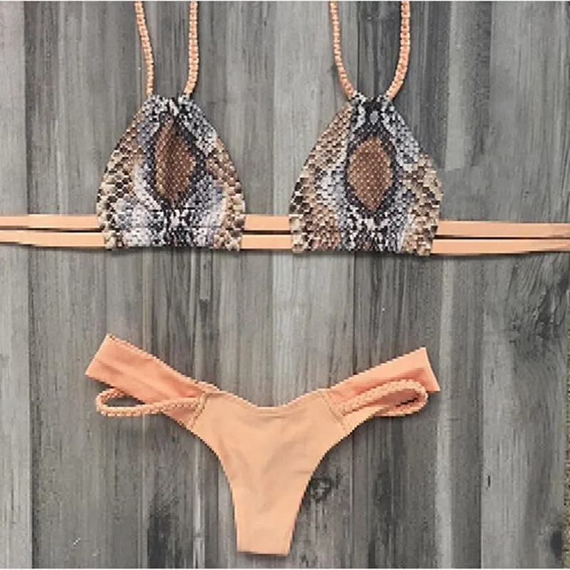 

Vintage Swimsuit Biquinis 2018 Stylish maillot de bain Printed Thong Bikini Brazilian Summer Beachwear Swimming Push Up