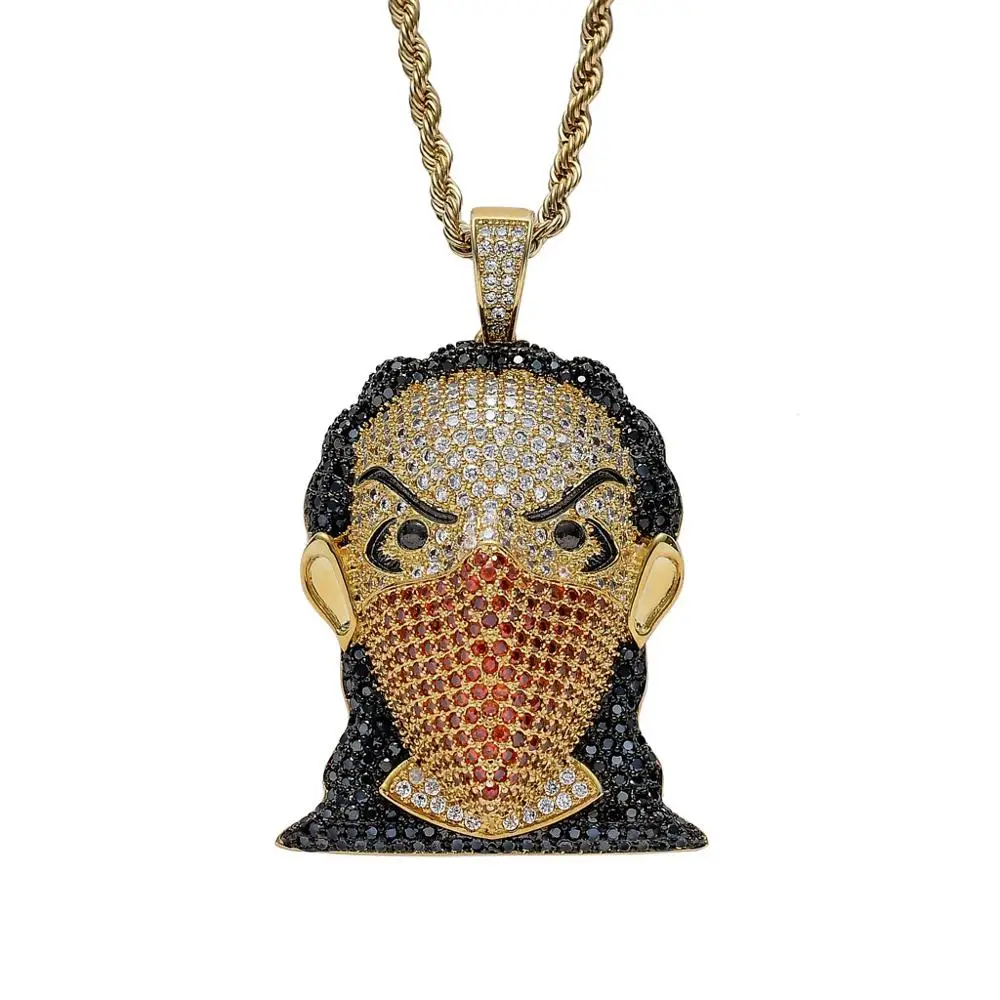 

Hip Hop Micro Paved AAA Cubic Zirconia Bling Ice Out famous Rapper character Pendants Necklaces for Men Jewelry Drop Shipping