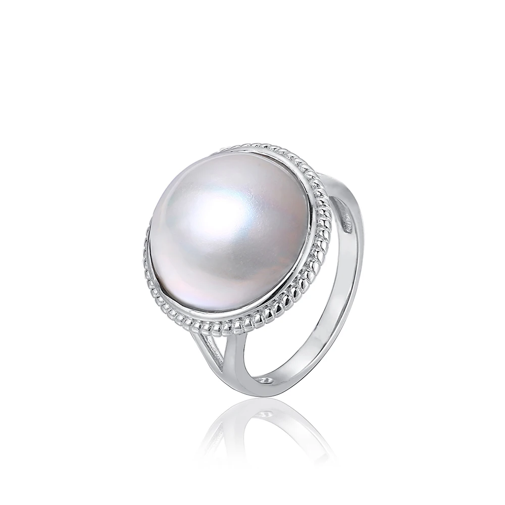 925 Sterling Silver Big Pearl Rings 15 16mm Round Natural Australia