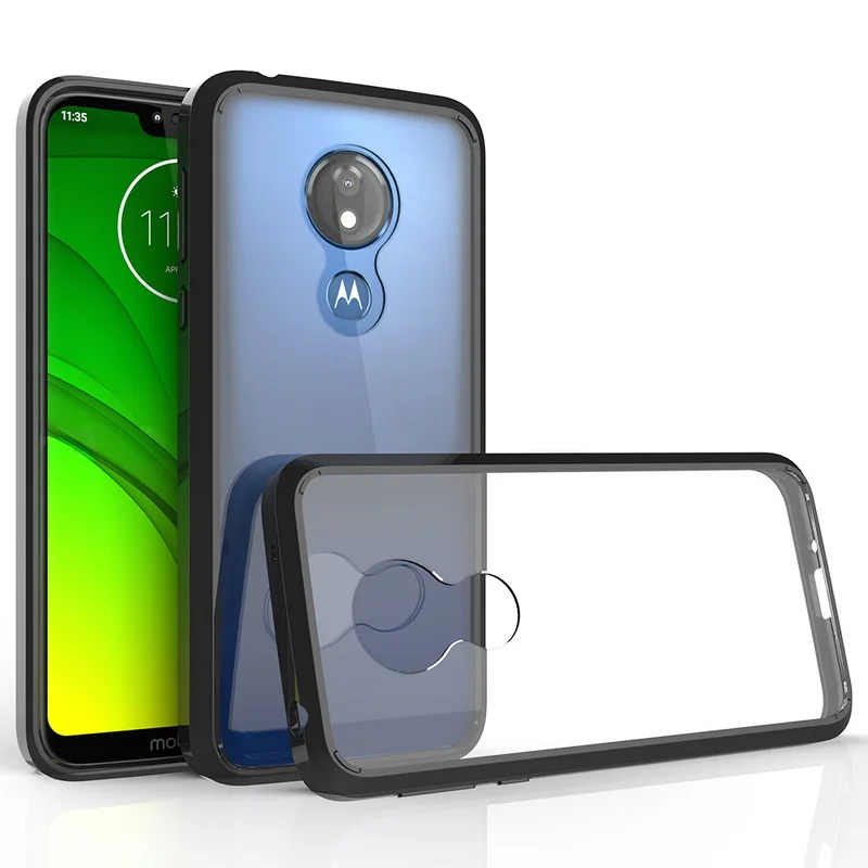 Для Moto G7 power Чехол G 7 G7 power Crystal Bumper прозрачный жесткий акриловый чехол для телефона Motorola Moto G7 power чехол для телефона s 6,2 - Цвет: Черный