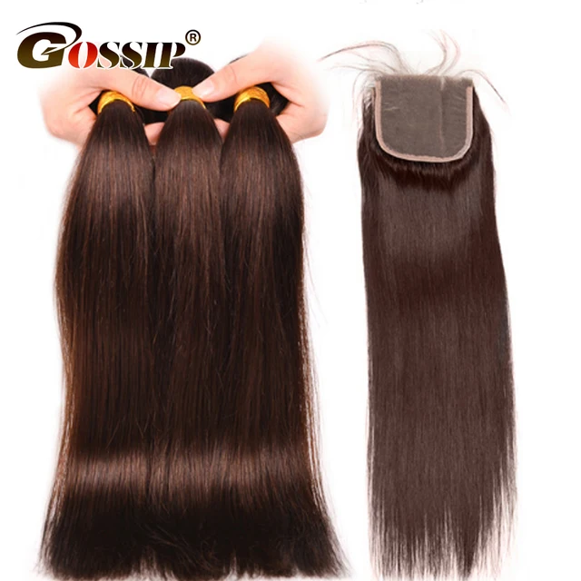 Special Offers Human Hair 3 Bundles With Closure Peruvian Hair Weave With Closure Light Brown Color #4 Gossip Straight Non Remy Hair Extension Special Offers Human Hair 3 Bundles With Closure Peruvian Hair Weave With Closure Light Brown Color #4 Gossip Straight Non Remy Hair Extension