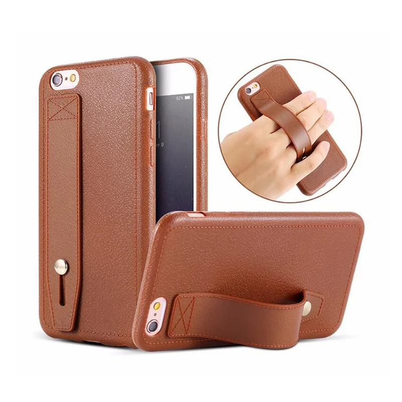 

QAYYNIMY Ultra-thin Soft TPU PU Leather Case For iPhone 6 7 8 Plus Wrist Strap Phone Holder Back Cover For iPhone X XS Max XR