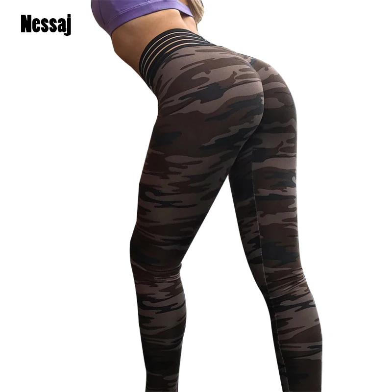 Nessaj Fashion Camouflage Printed Leggings Women Sexy Fitness Pants Legging Push Up Hips Sporting High Waist Workout Leggings